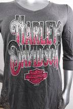 Licensed Product Womens Paradise Side Lace Grey 3/4 Sleeve T-Shirt