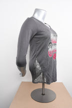 Licensed Product Womens Paradise Side Lace Grey 3/4 Sleeve T-Shirt