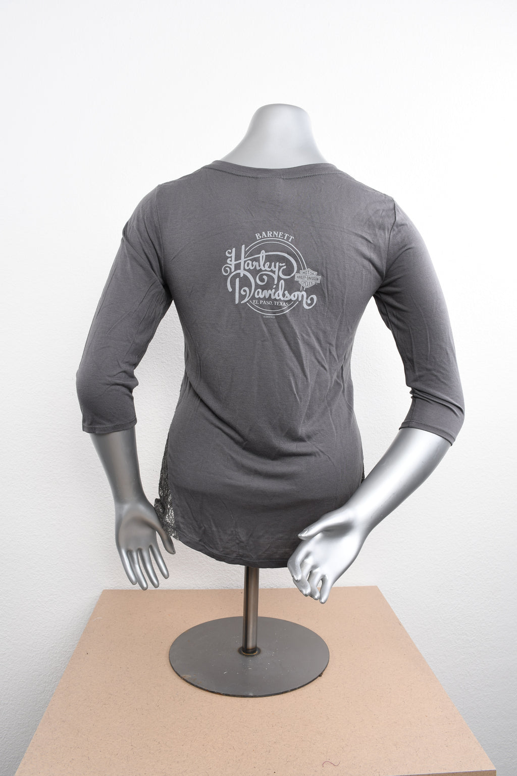 Licensed Product Womens Paradise Side Lace Grey 3/4 Sleeve T-Shirt