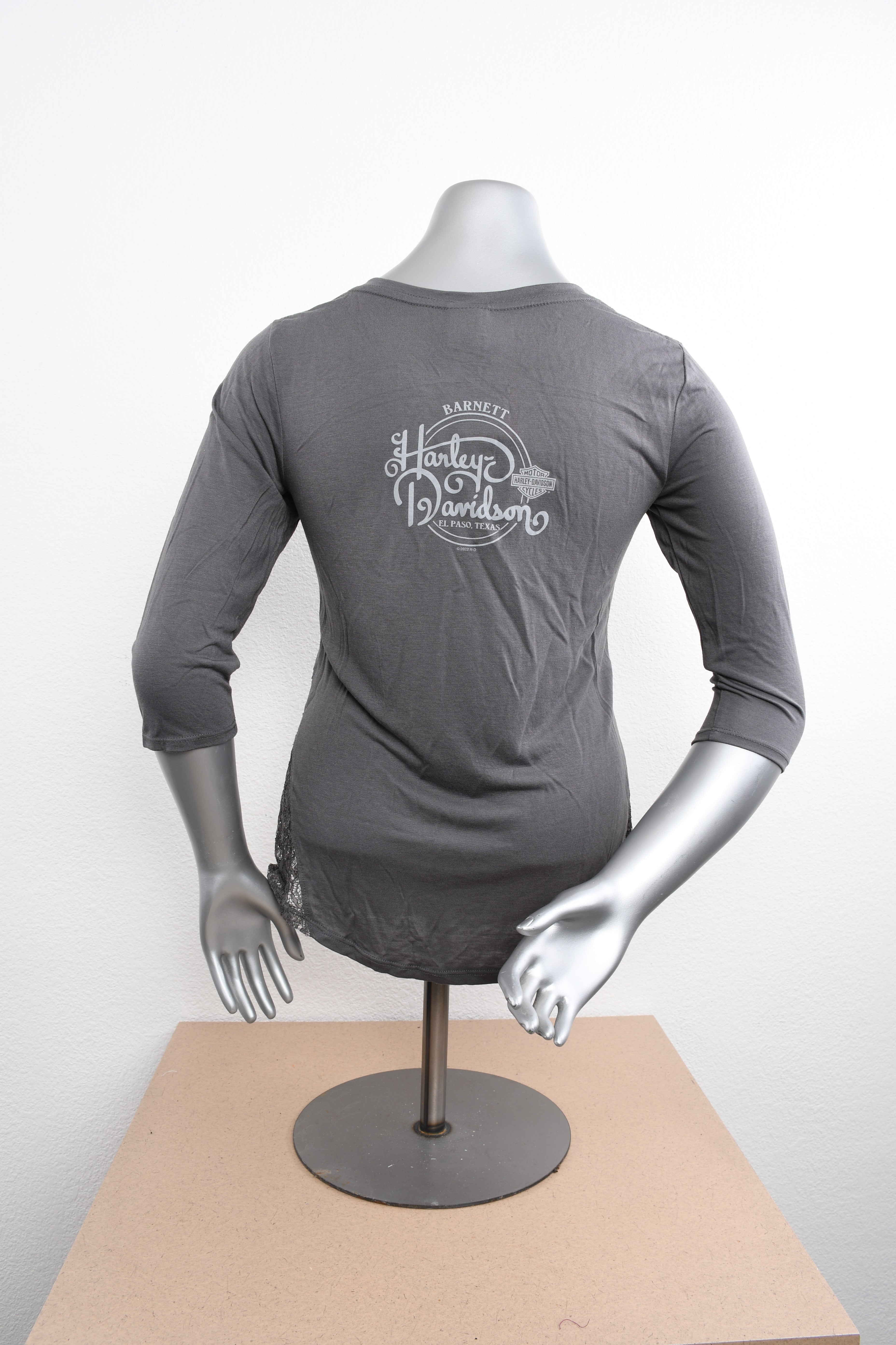 Licensed Product Womens Paradise Side Lace Grey 3/4 Sleeve T-Shirt