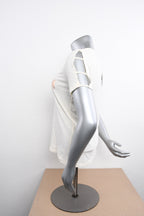 Licensed Product Womens Vintaged Lattice Sleeve V-Neck Ivory Short Sleeve T-Shirt