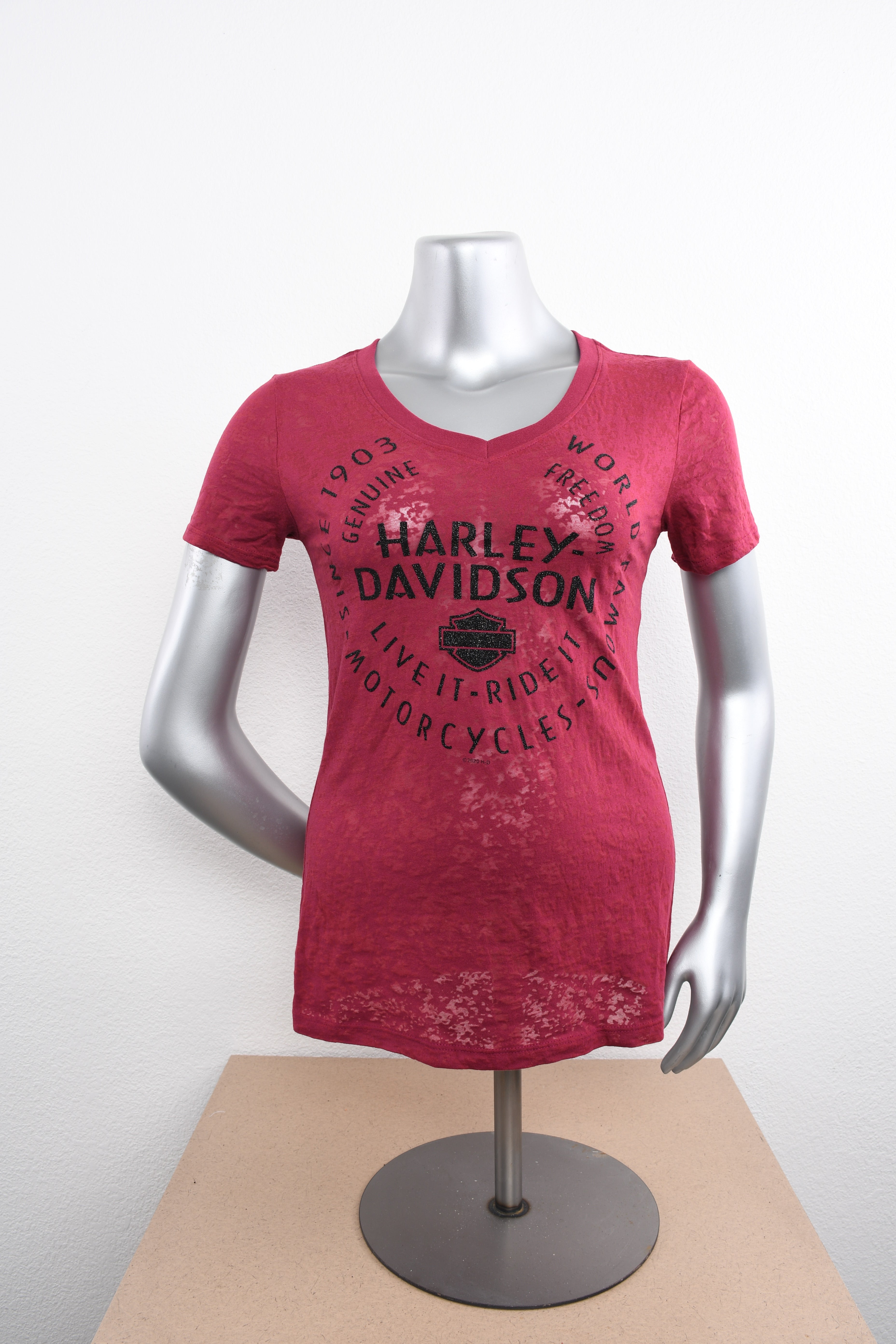 Licensed Product Womens Fetching Burnout V-Neck Pink Short Sleeve T-Shirt Main image