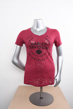 Licensed Product Womens Fetching Burnout V-Neck Pink Short Sleeve T-Shirt