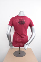 Licensed Product Womens Fetching Burnout V-Neck Pink Short Sleeve T-Shirt