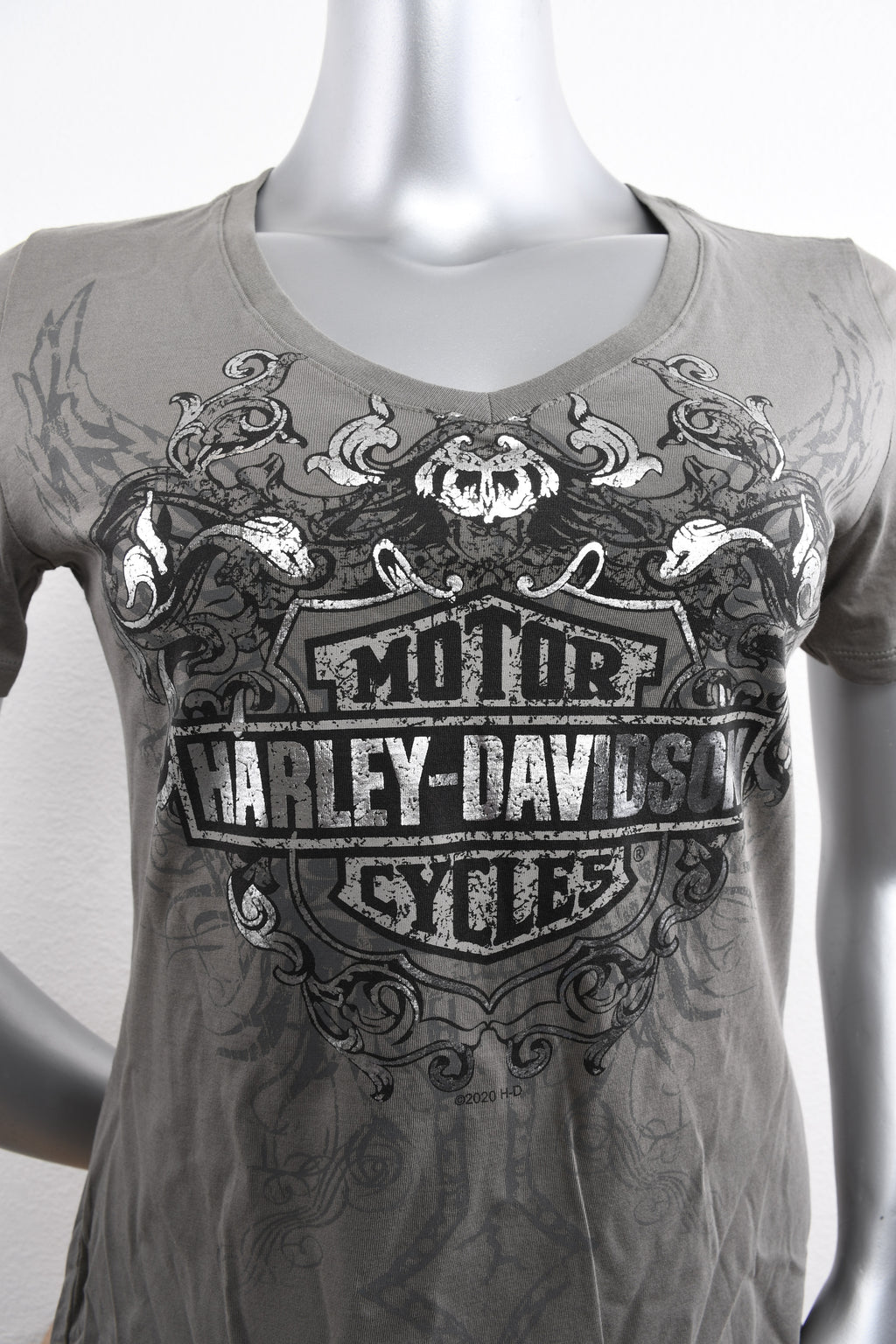 Licensed Product Womens Confident V-Neck Grey Short Sleeve T-Shirt