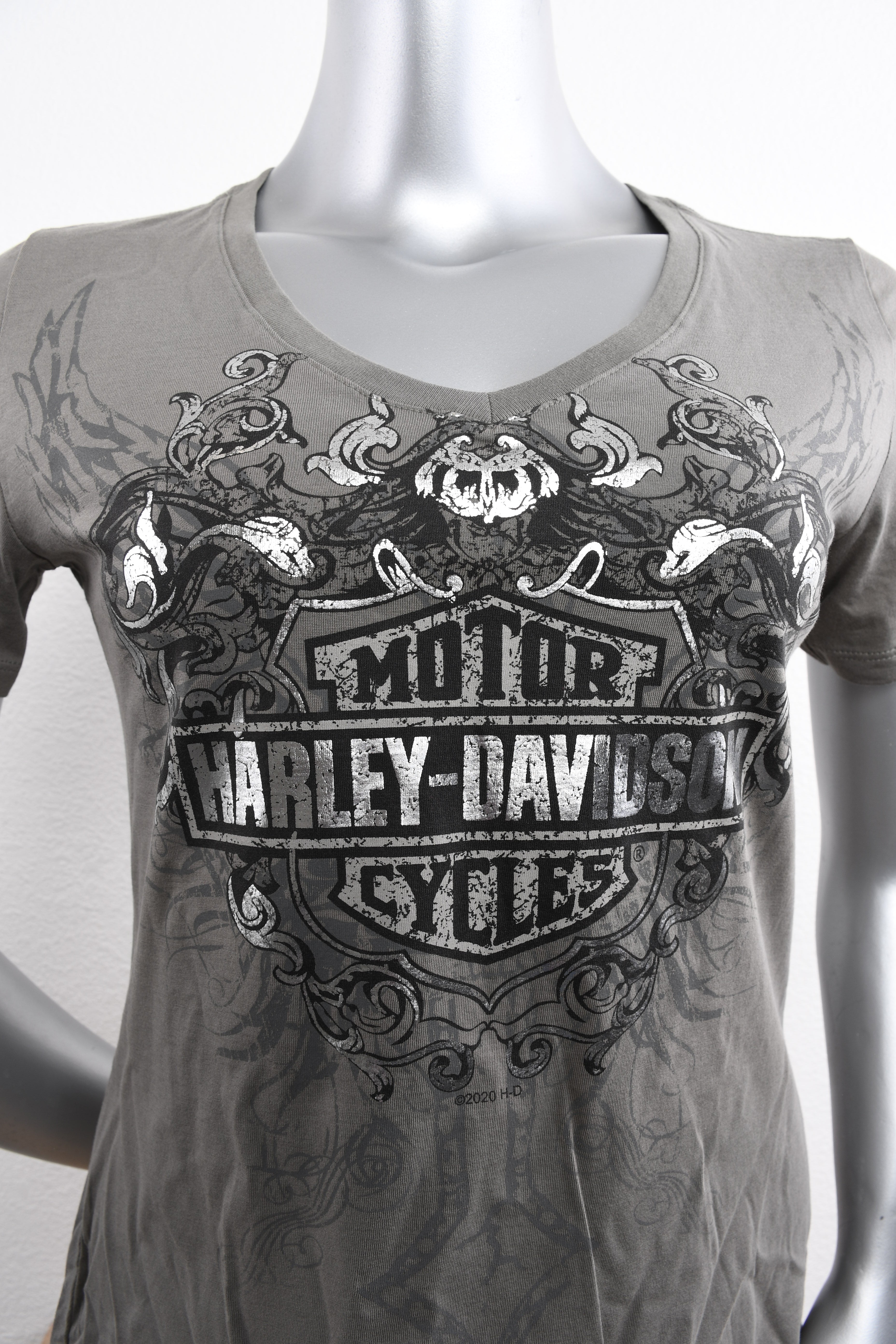 Licensed Product Womens Confident V-Neck Grey Short Sleeve T-Shirt