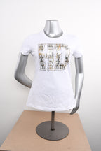 Licensed Product Womens Glaring Foil Print White Short Sleeve T-Shirt