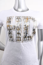 Licensed Product Womens Glaring Foil Print White Short Sleeve T-Shirt