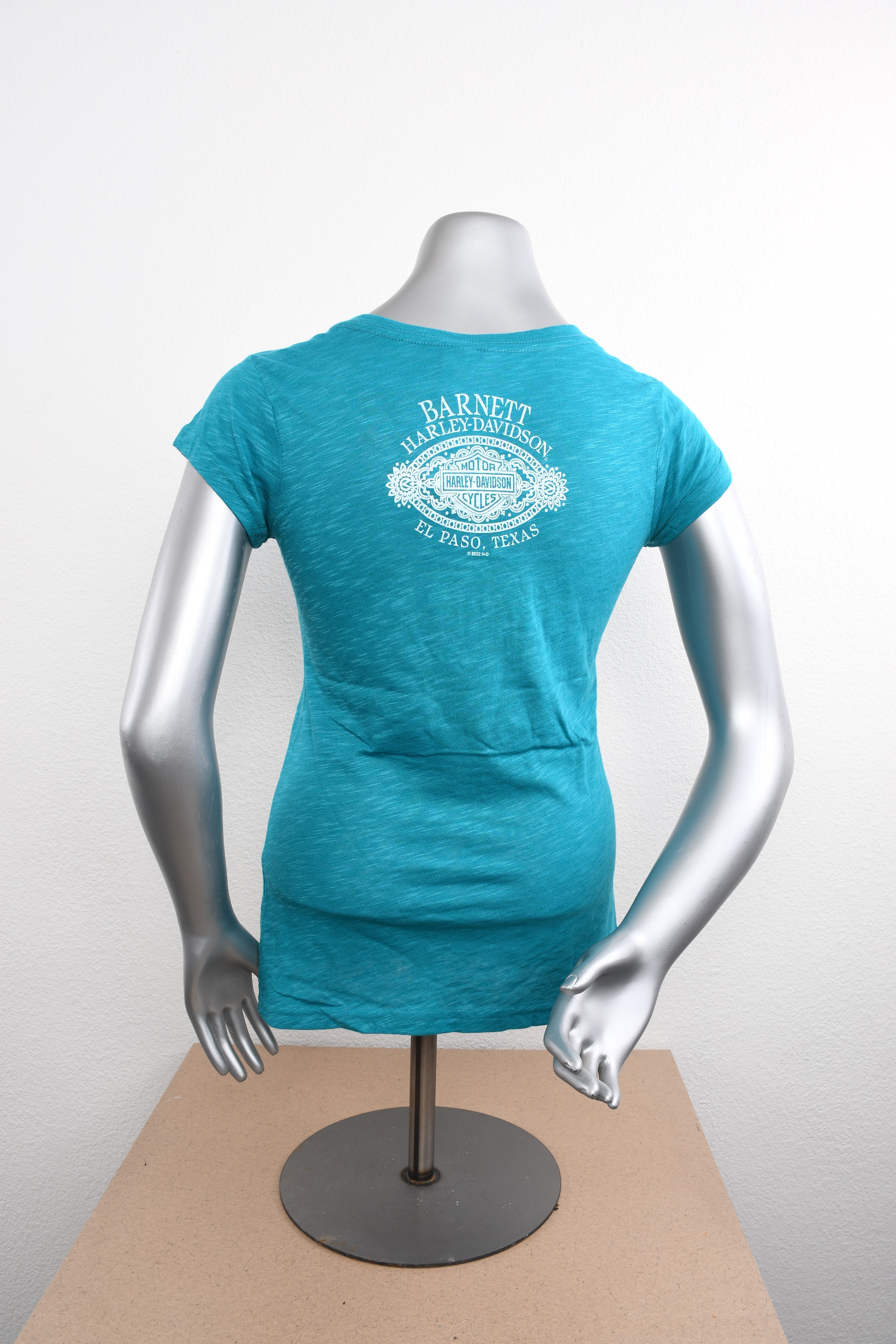 Licensed Product Womens Pizzazz Foil Print with Rhinestones Blue Short Sleeve T-Shirt