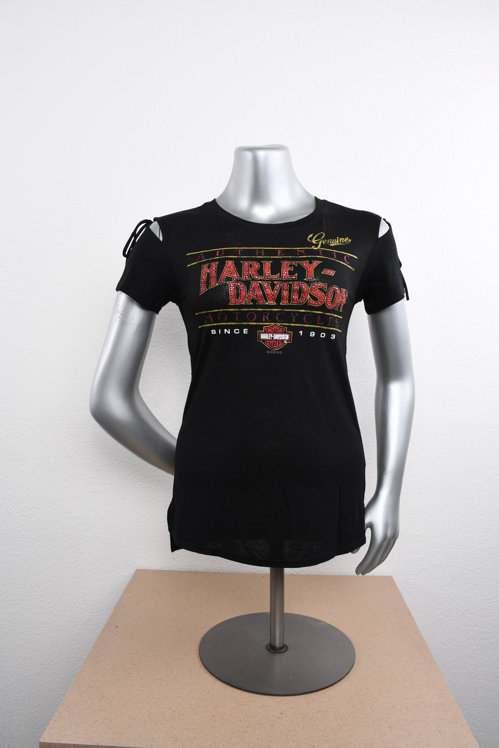 Licensed Product Womens Vintage Studded Black Short Sleeve T-Shirt