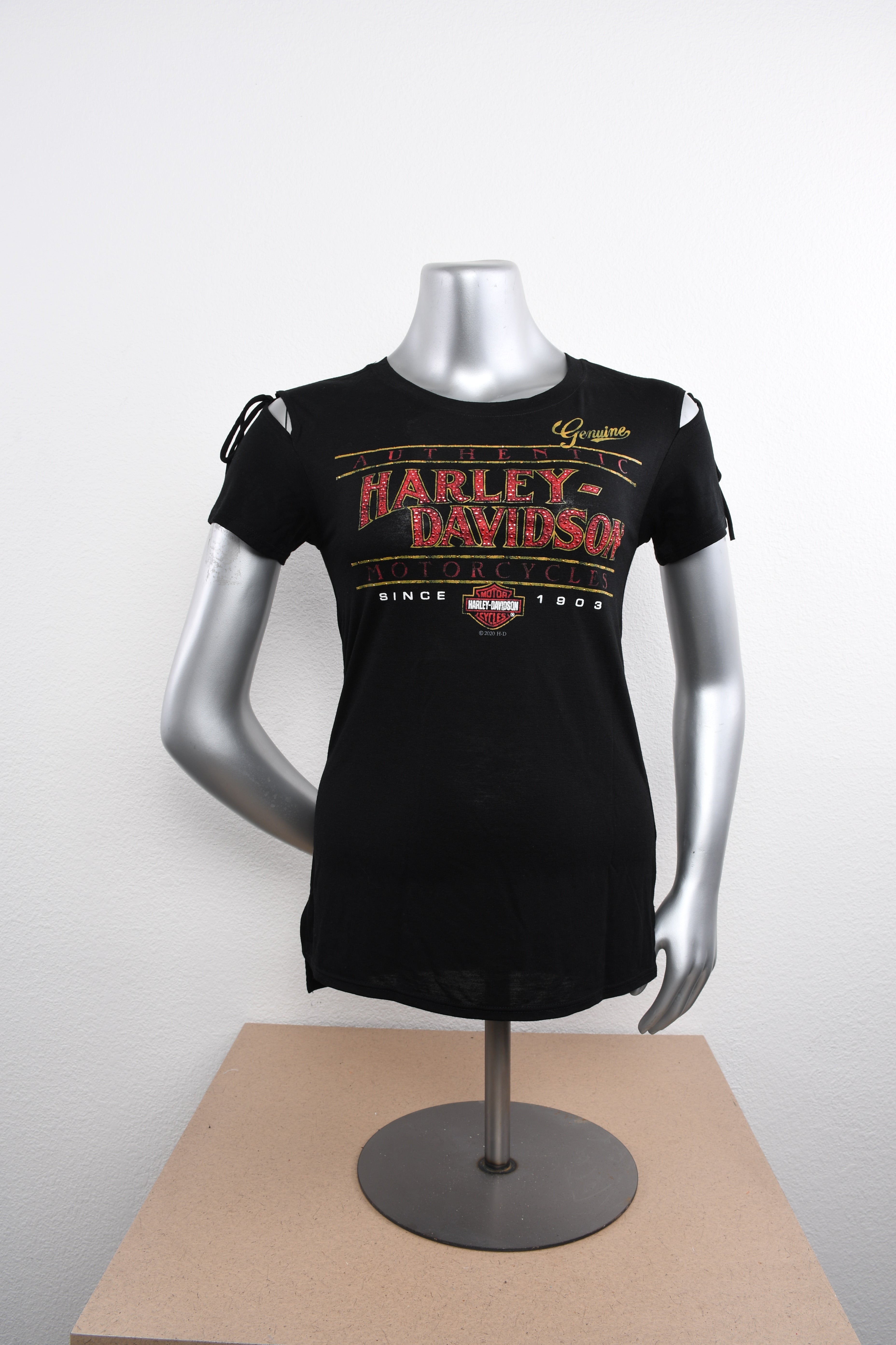 Licensed Product Womens Vintage Studded Black Short Sleeve T-Shirt