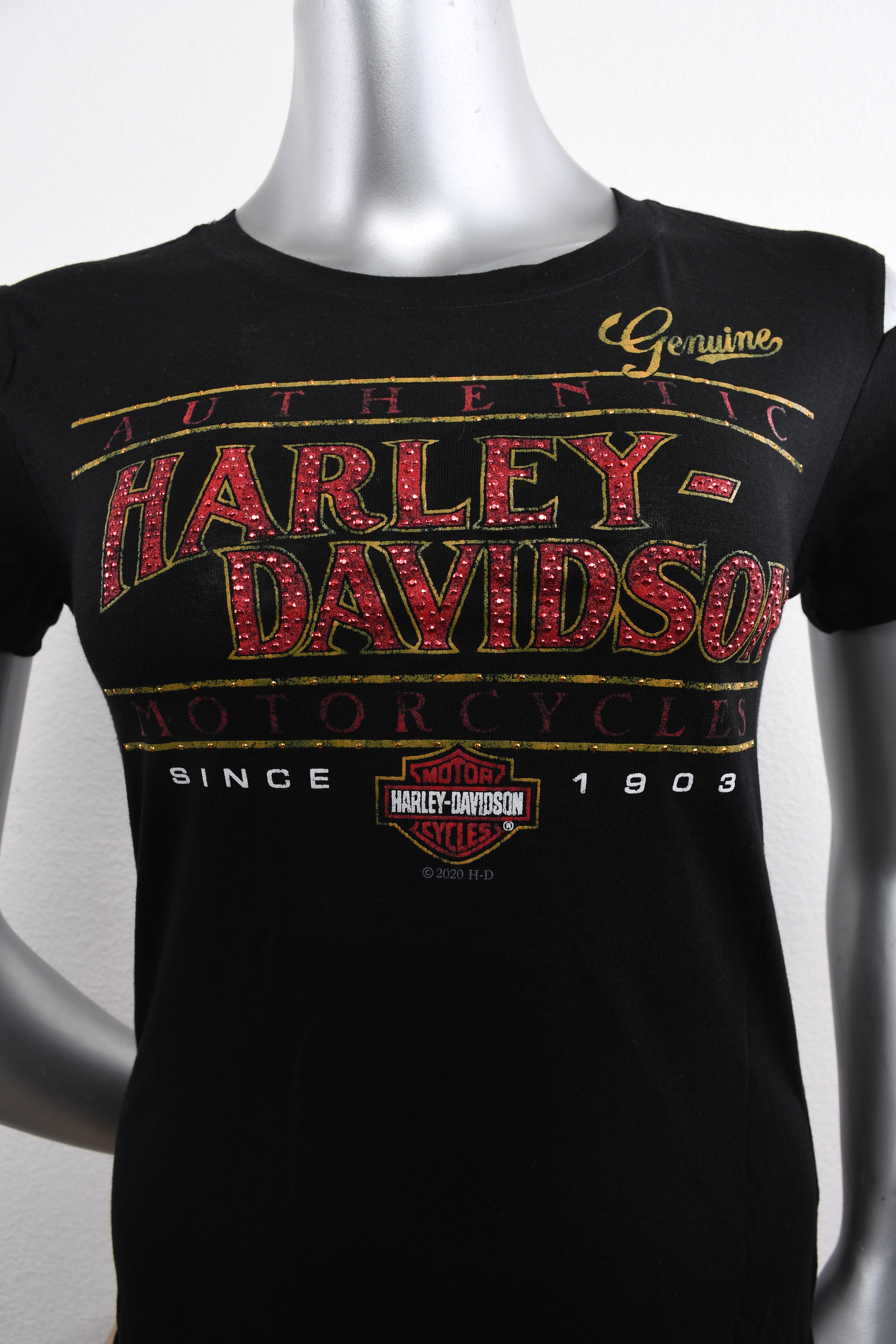 Licensed Product Womens Vintage Studded Black Short Sleeve T-Shirt Secondary image