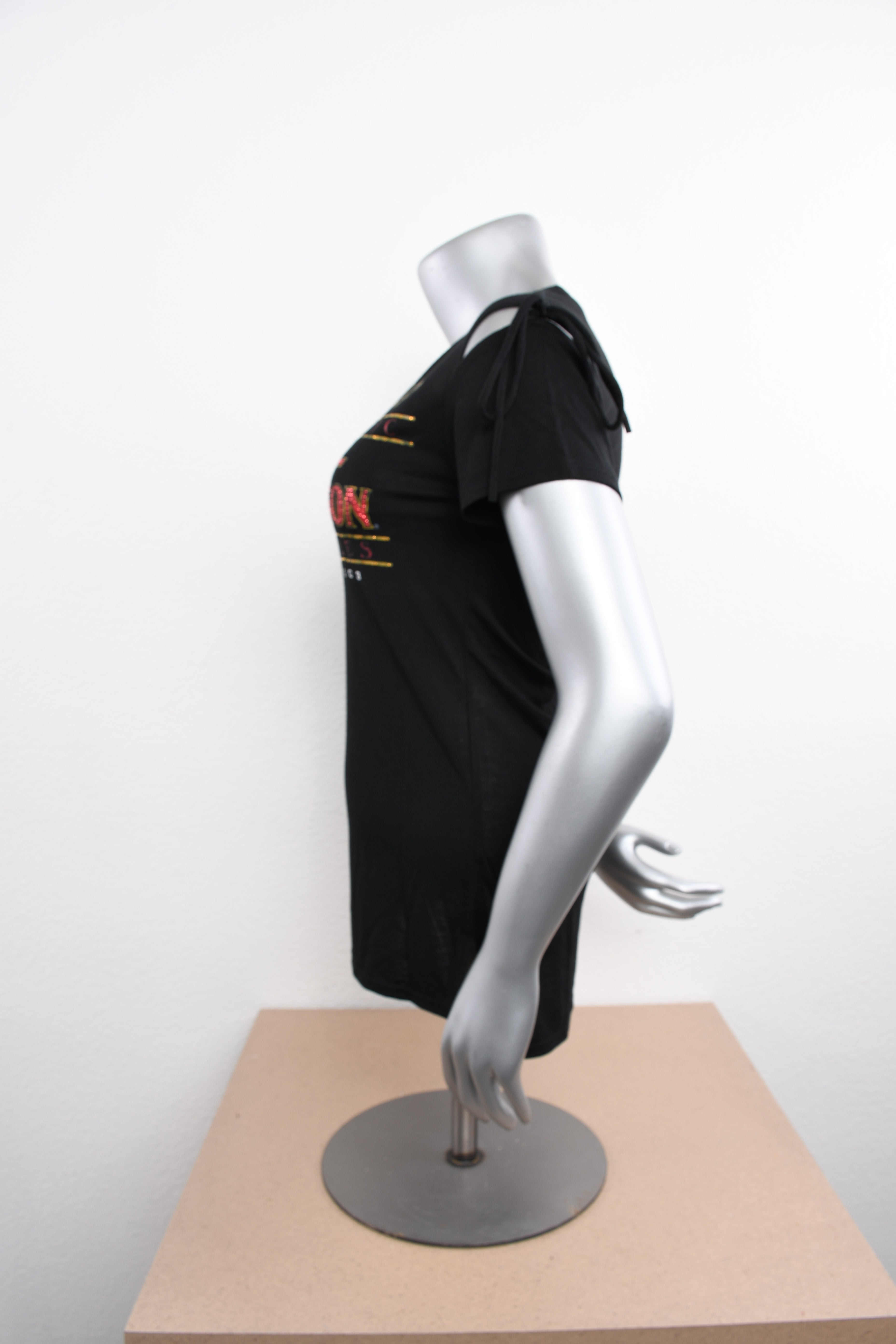 Licensed Product Womens Vintage Studded Black Short Sleeve T-Shirt