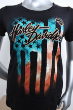 Licensed Product Womens Sparkler Flag V-Neck Black Short Sleeve T-Shirt