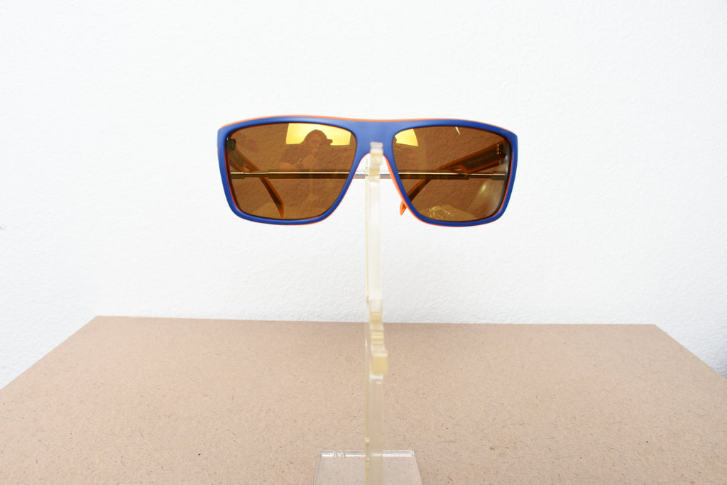 Licensed Product Matte Blue over Orange Frame Orange Flash Lens Sunglasses