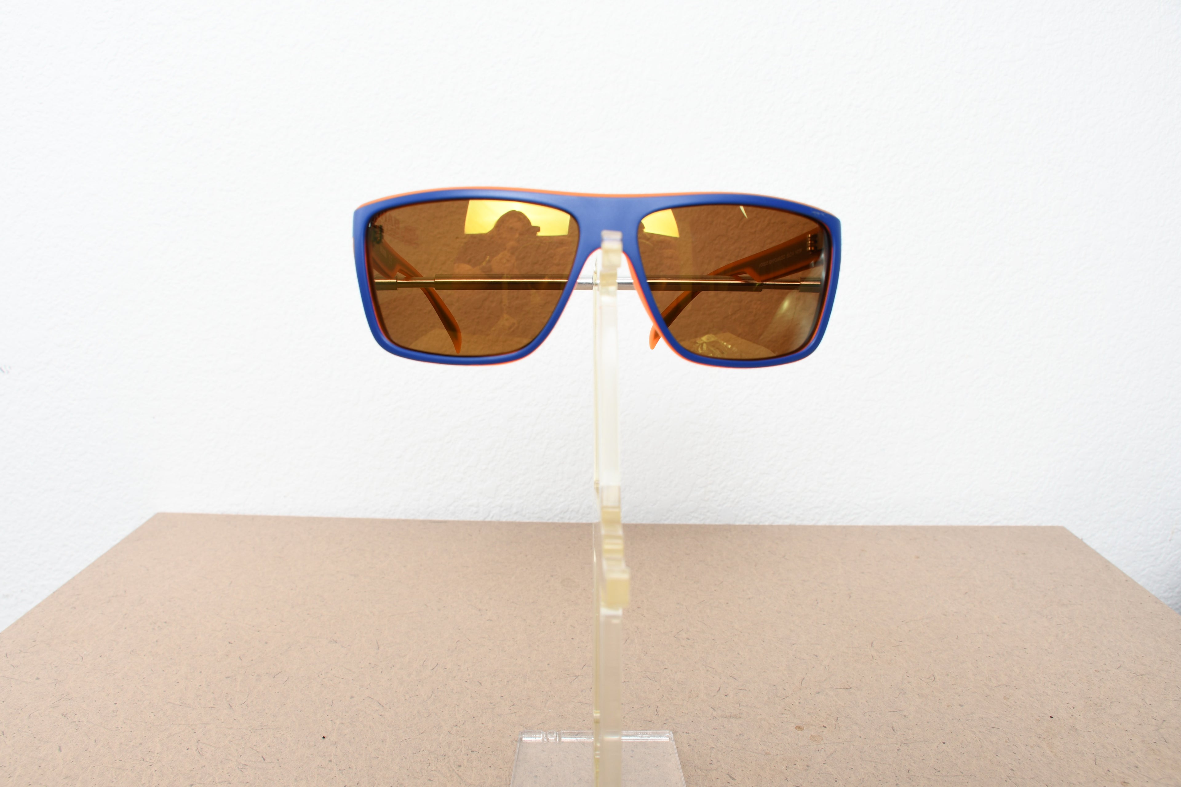 Licensed Product Matte Blue over Orange Frame Orange Flash Lens Sunglasses