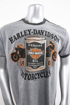 Licensed Product Mens Vintage Oil Can Ringer Grey Short Sleeve T-Shirt