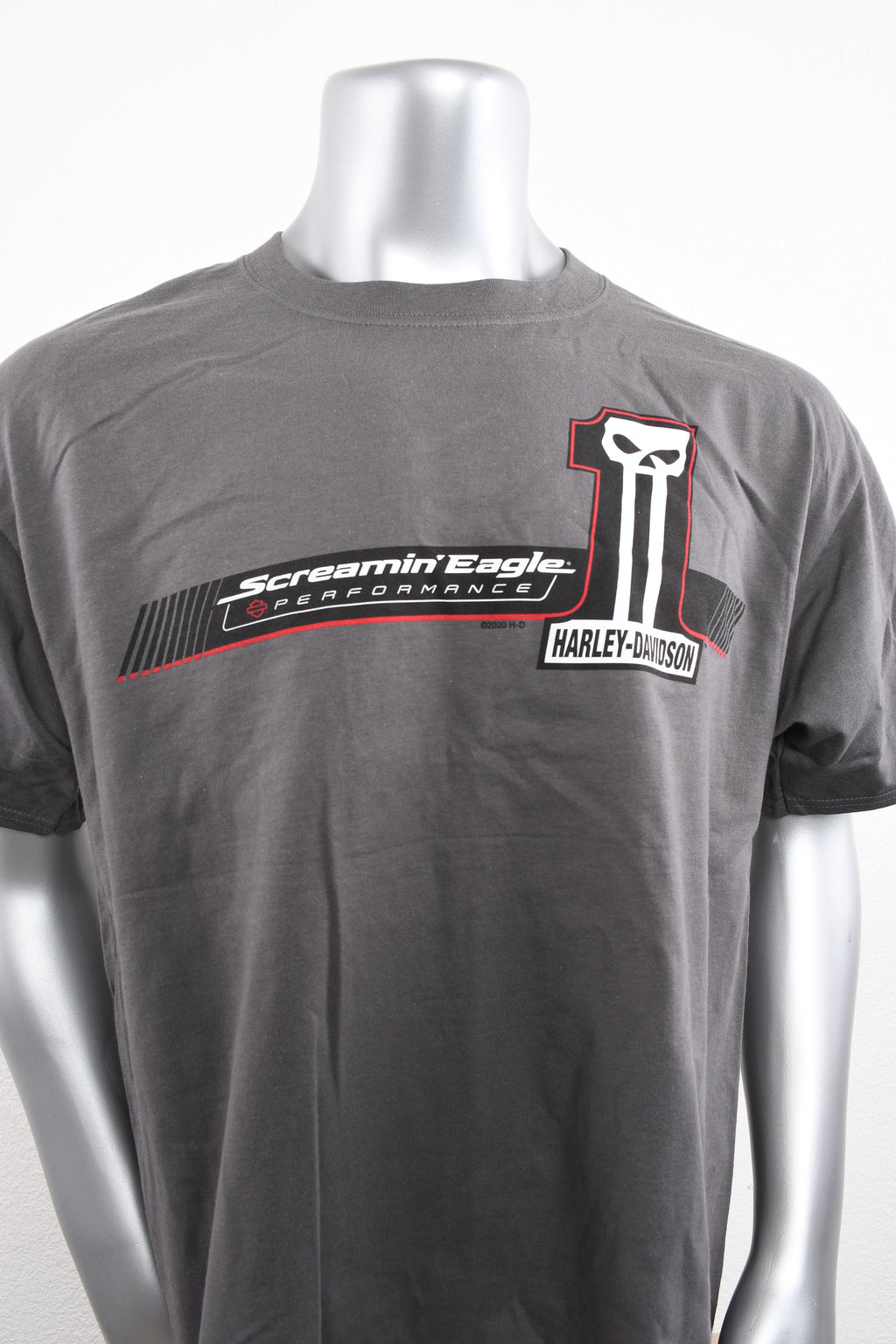 Licensed Product Mens Screamin Eagle #1 Skull Grey Short Sleeve T-Shirt