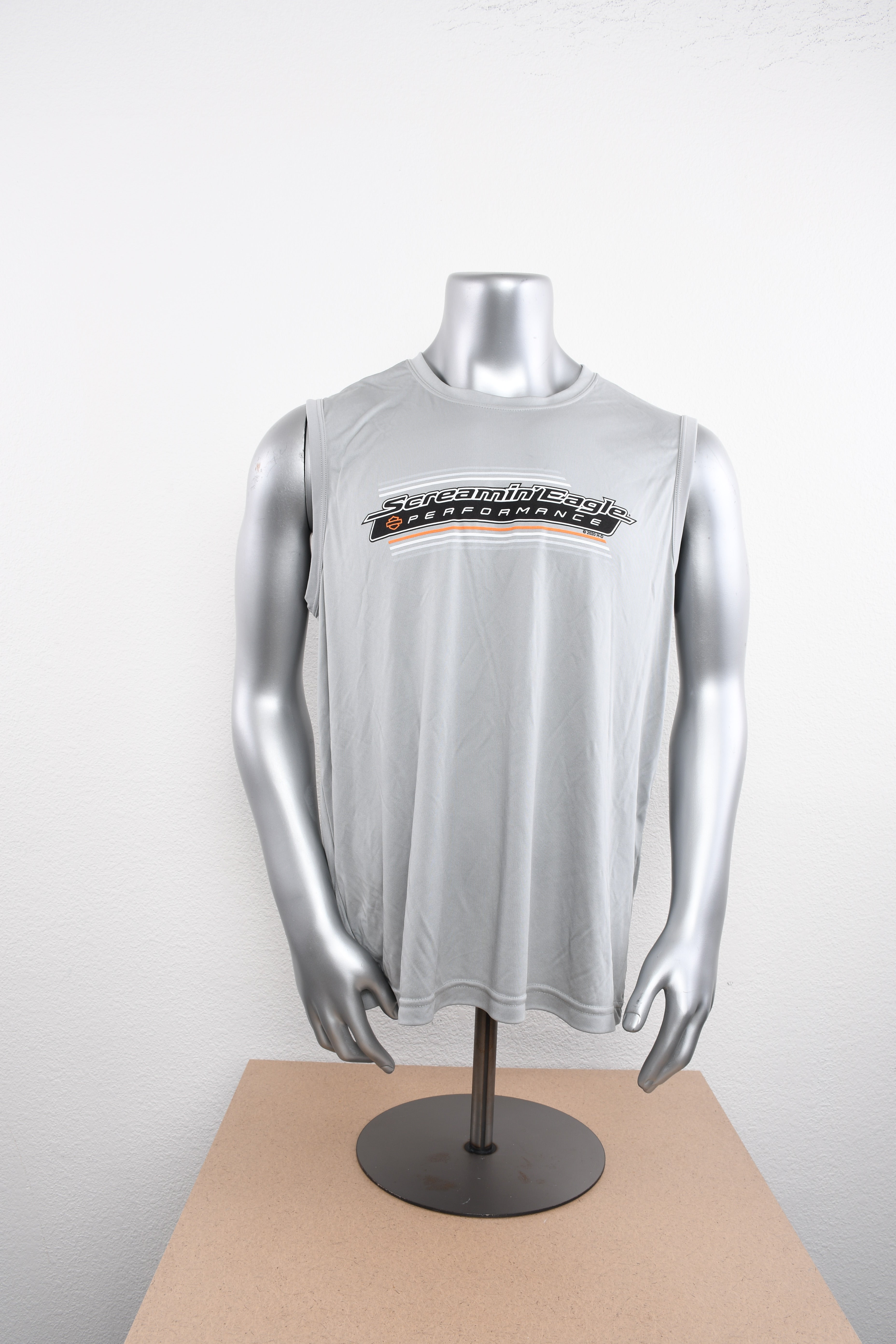 Licensed Product Mens Screamin Eagle Linear Performance Silver Sleeveless Muscle T-Shirt Main image