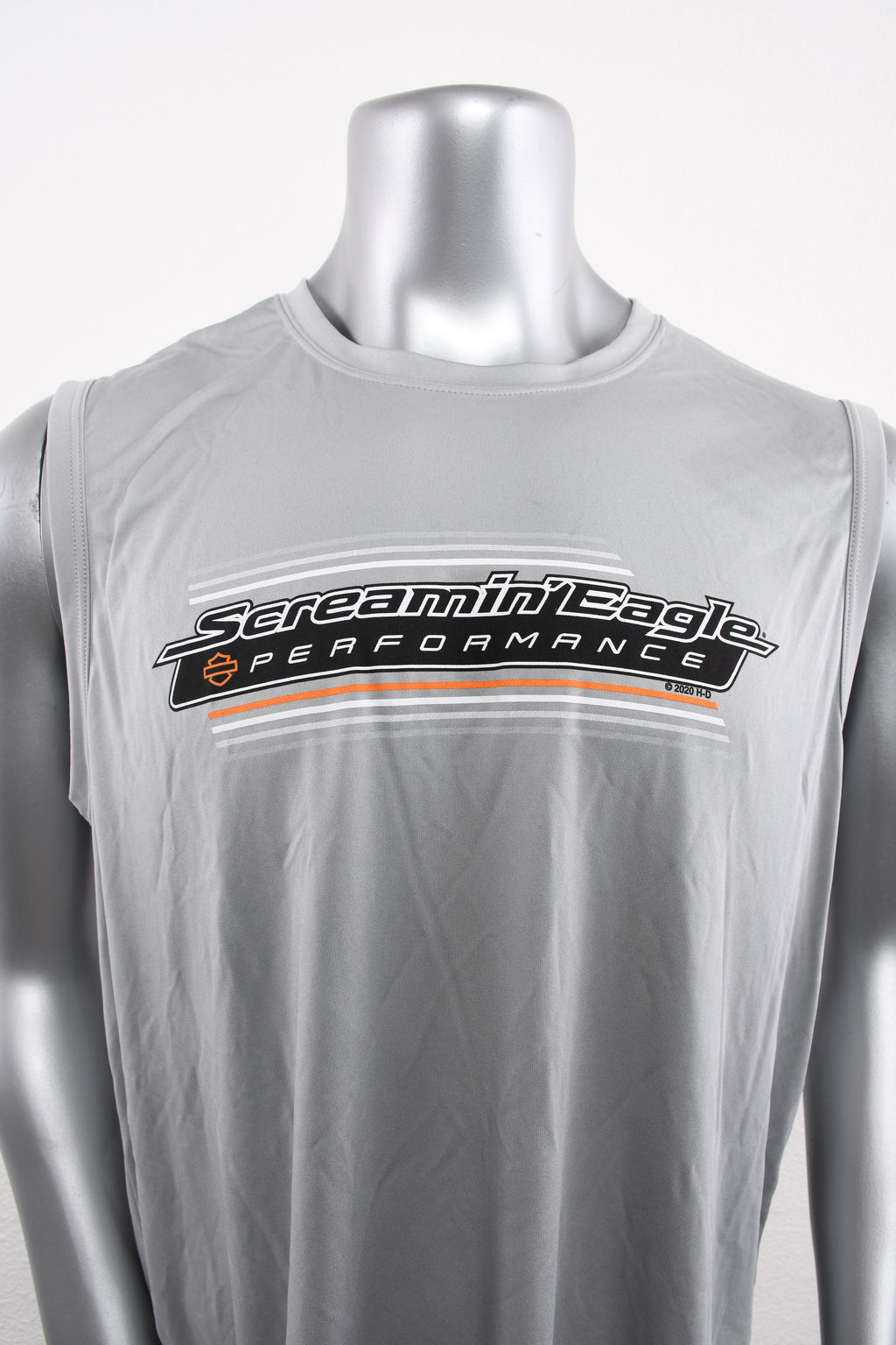 Licensed Product Mens Screamin Eagle Linear Performance Silver Sleeveless Muscle T-Shirt