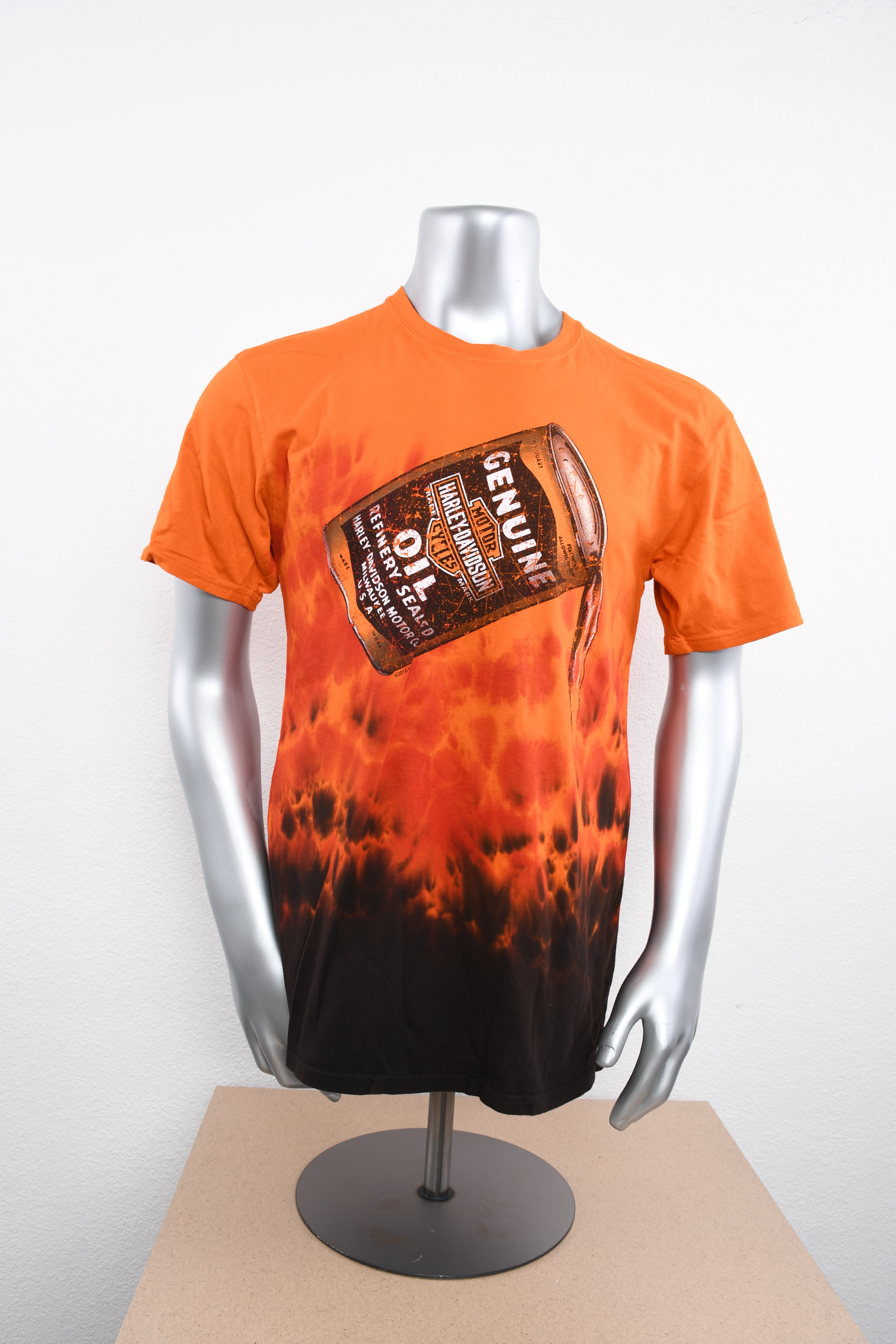 Licensed Product Mens Poured Out Motor Oil Crinkle Dye Orange Short Sleeve T-Shirt Main image