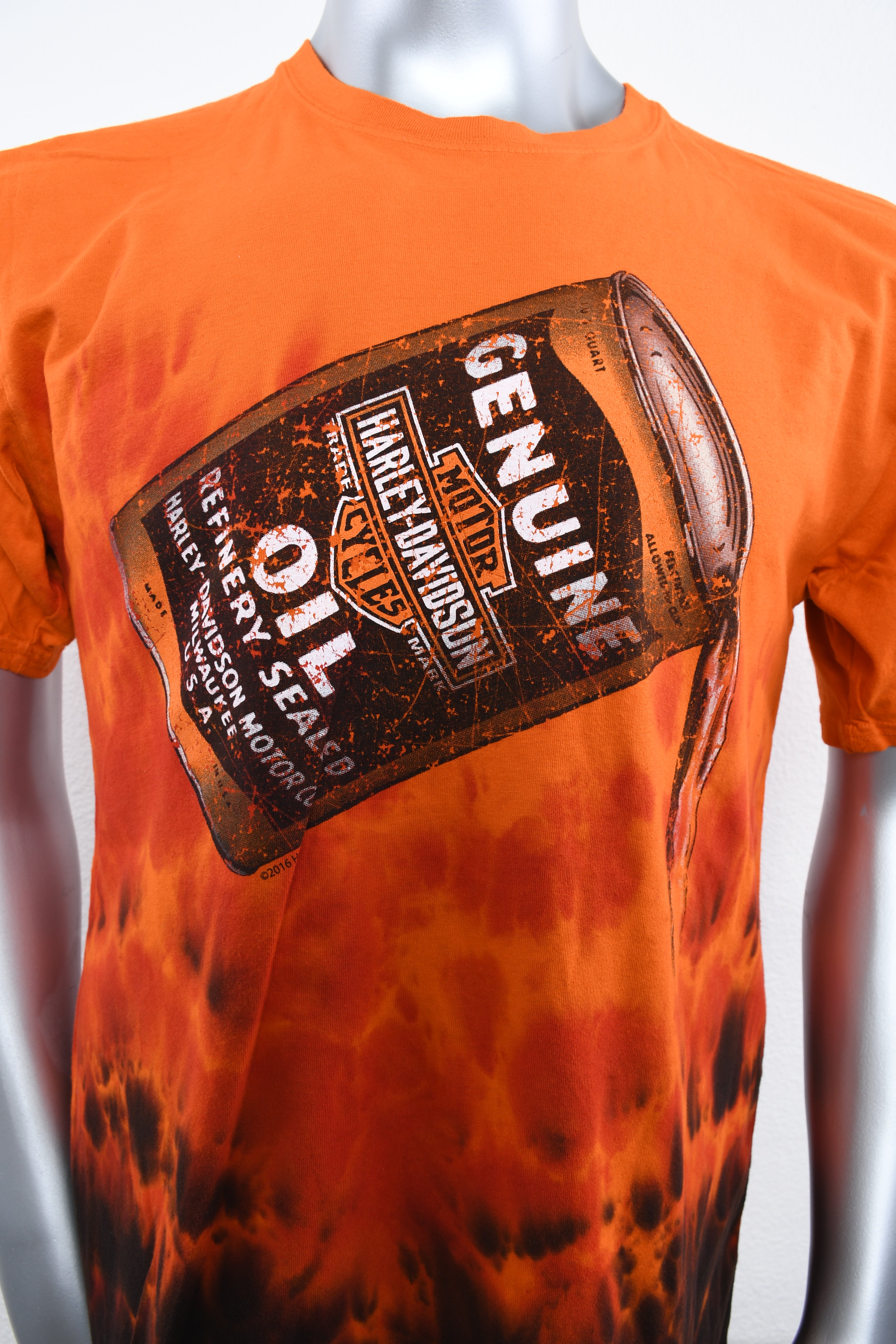 Licensed Product Mens Poured Out Motor Oil Crinkle Dye Orange Short Sleeve T-Shirt Secondary image