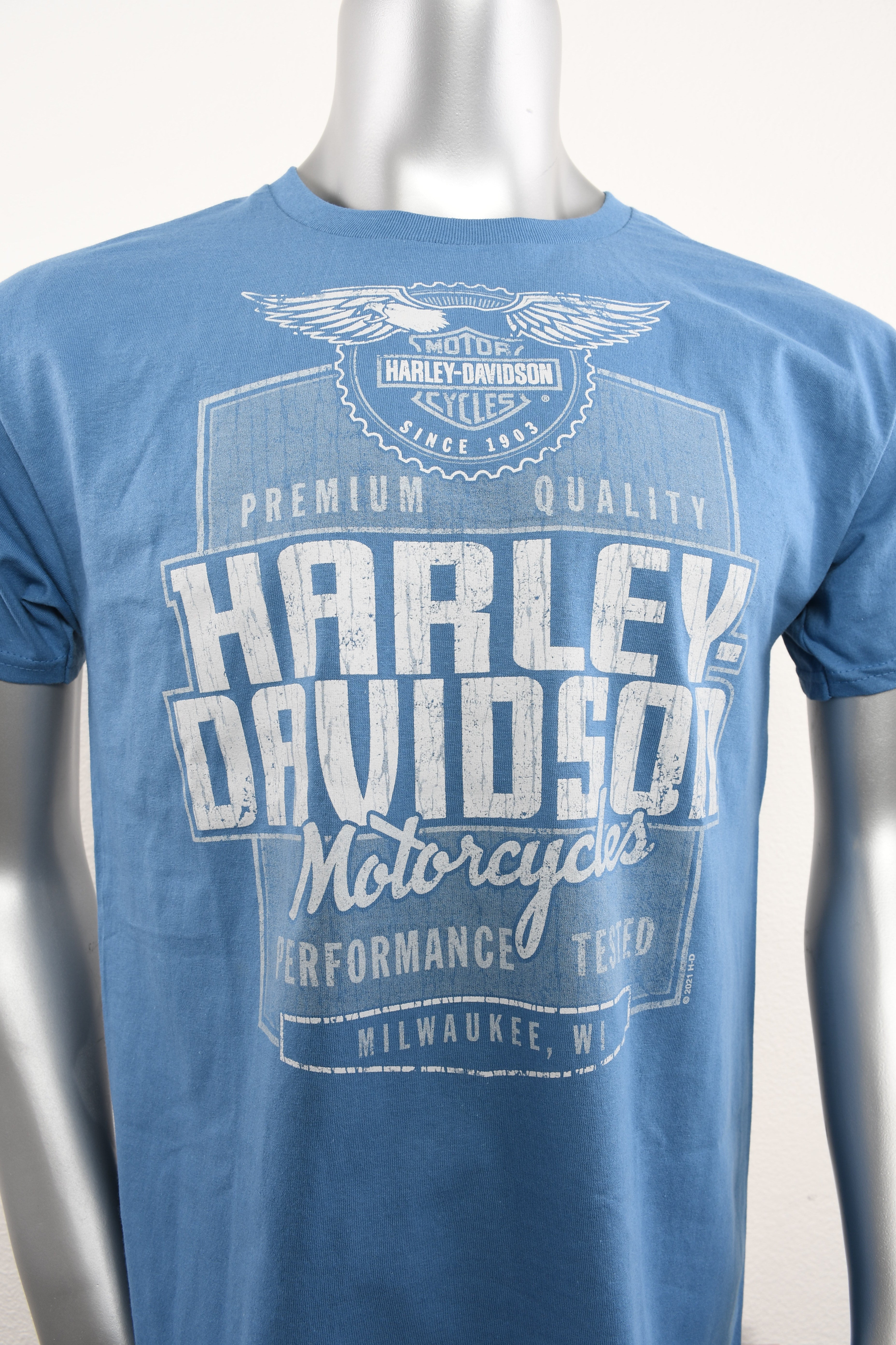 Licensed Product Mens Denim Label Winged Blue Short Sleeve T-Shirt