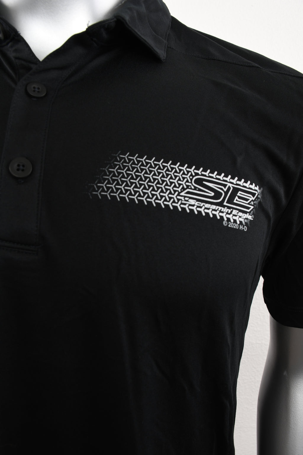 Licensed Product Mens Screamin Eagle Splice Performance Black Short Sleeve Polo