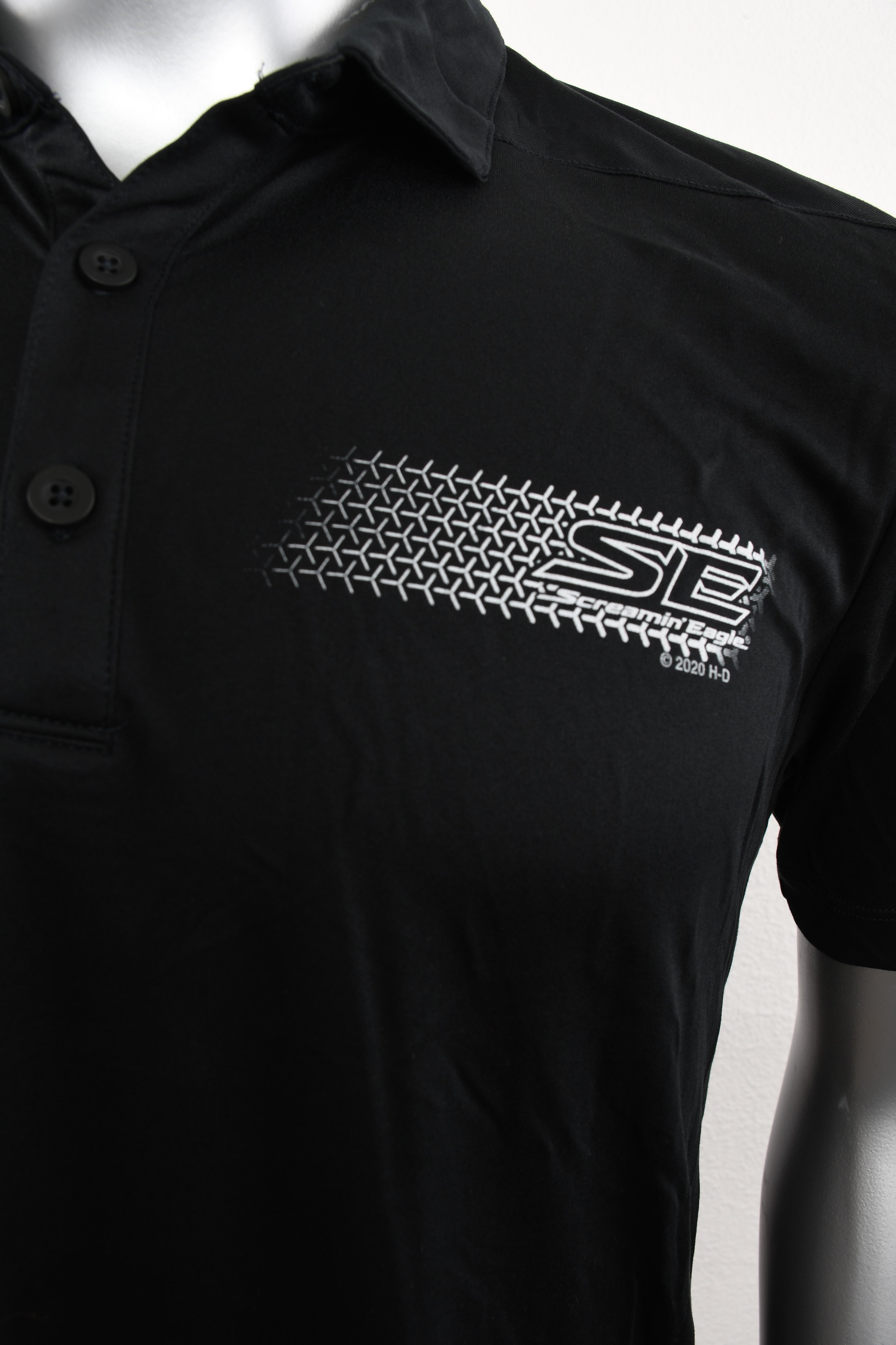 Licensed Product Mens Screamin Eagle Splice Performance Black Short Sleeve Polo