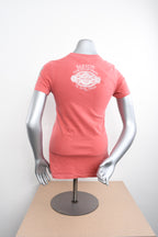 Licensed Product Womens Parched Foil Print Motorcycle Coral Short Sleeve T-Shirt