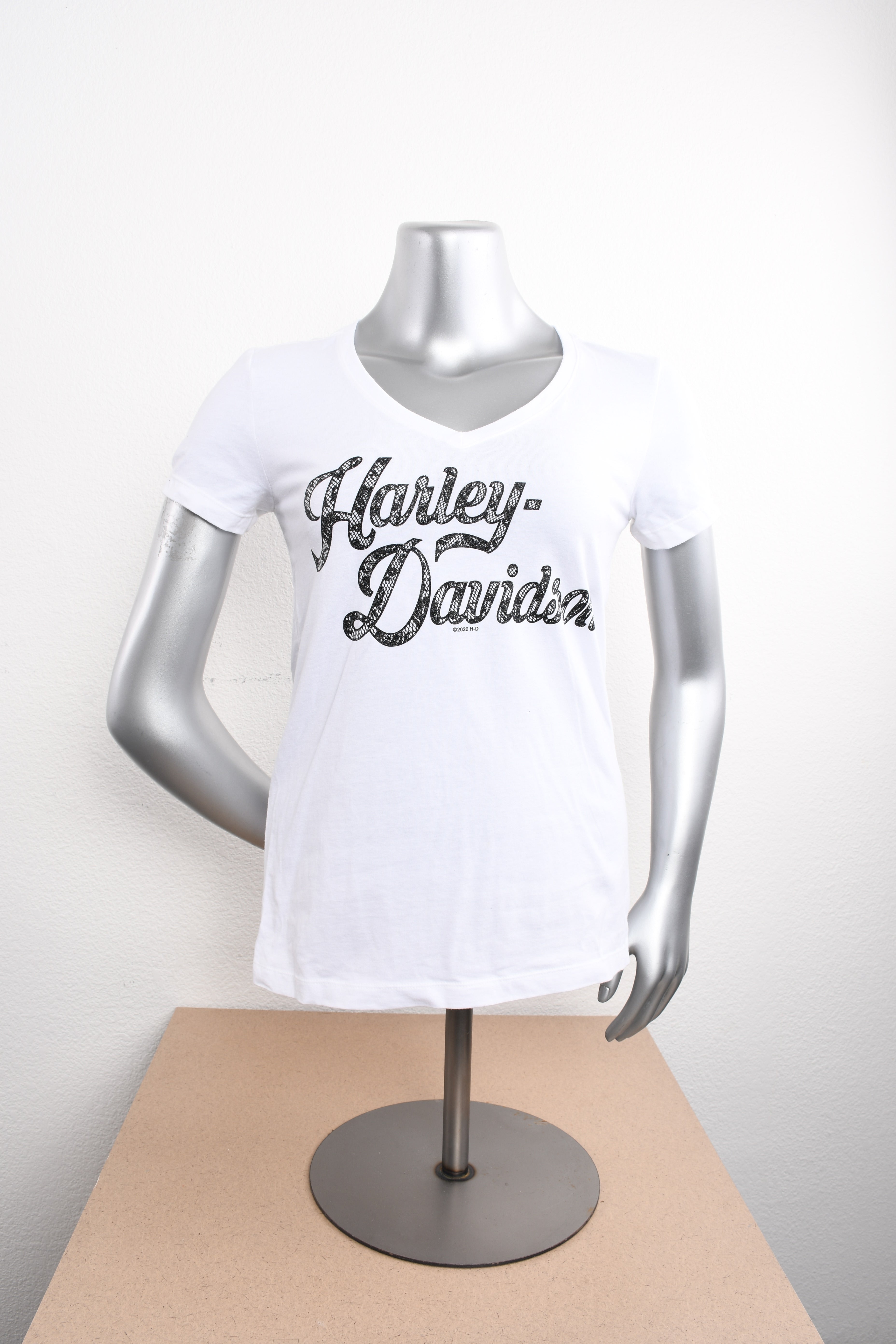 Licensed Product Womens Swirled Lace V-Neck White Short Sleeve T-Shirt Main image