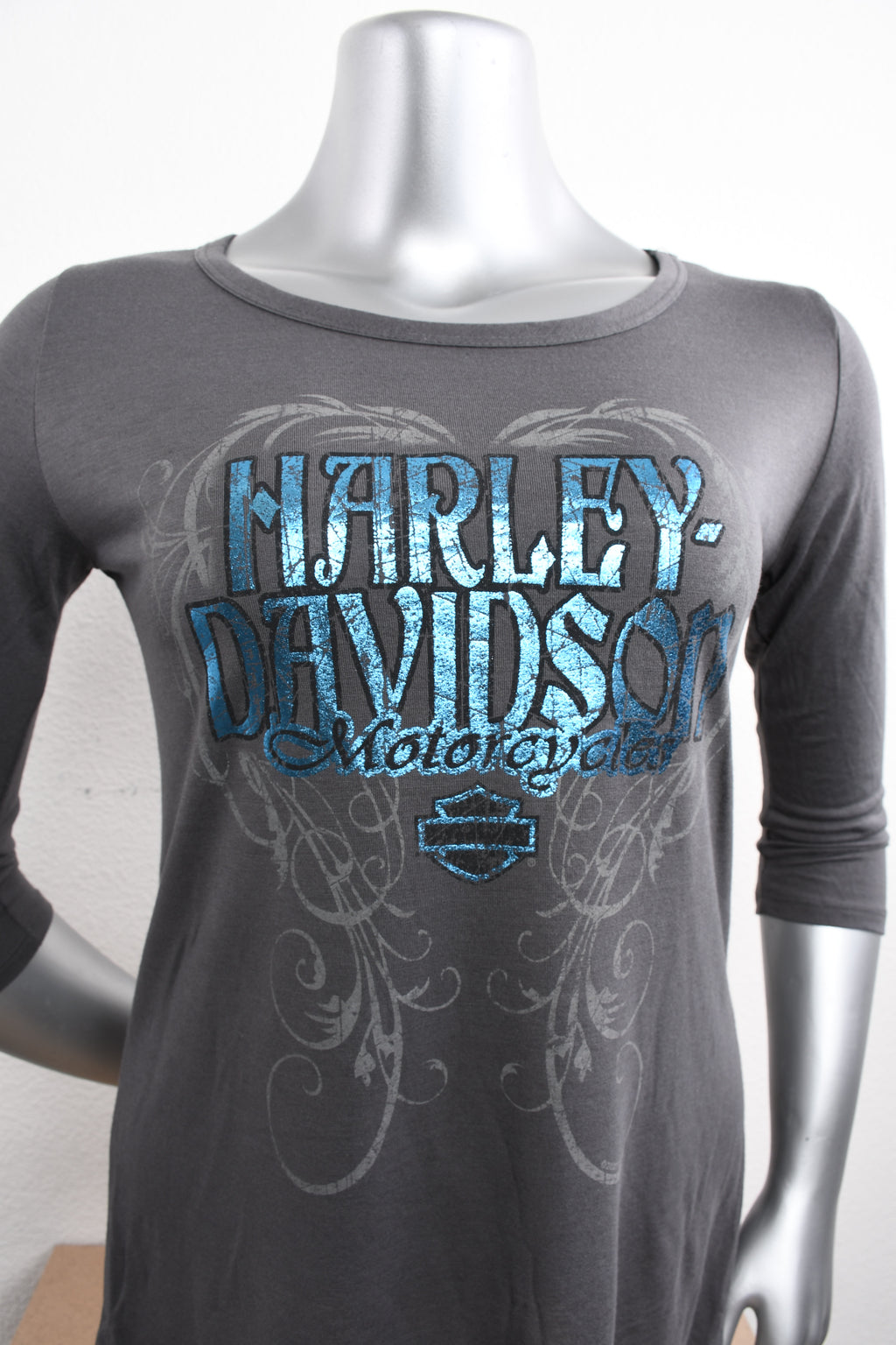 Licensed Product Womens Trellis Foil Print Grey 3/4 Sleeve T-Shirt