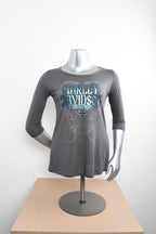 Licensed Product Womens Trellis Foil Print Grey 3/4 Sleeve T-Shirt