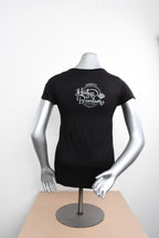 Licensed Product Womens Fasten Grommets V-Neck Black Short Sleeve T-Shirt