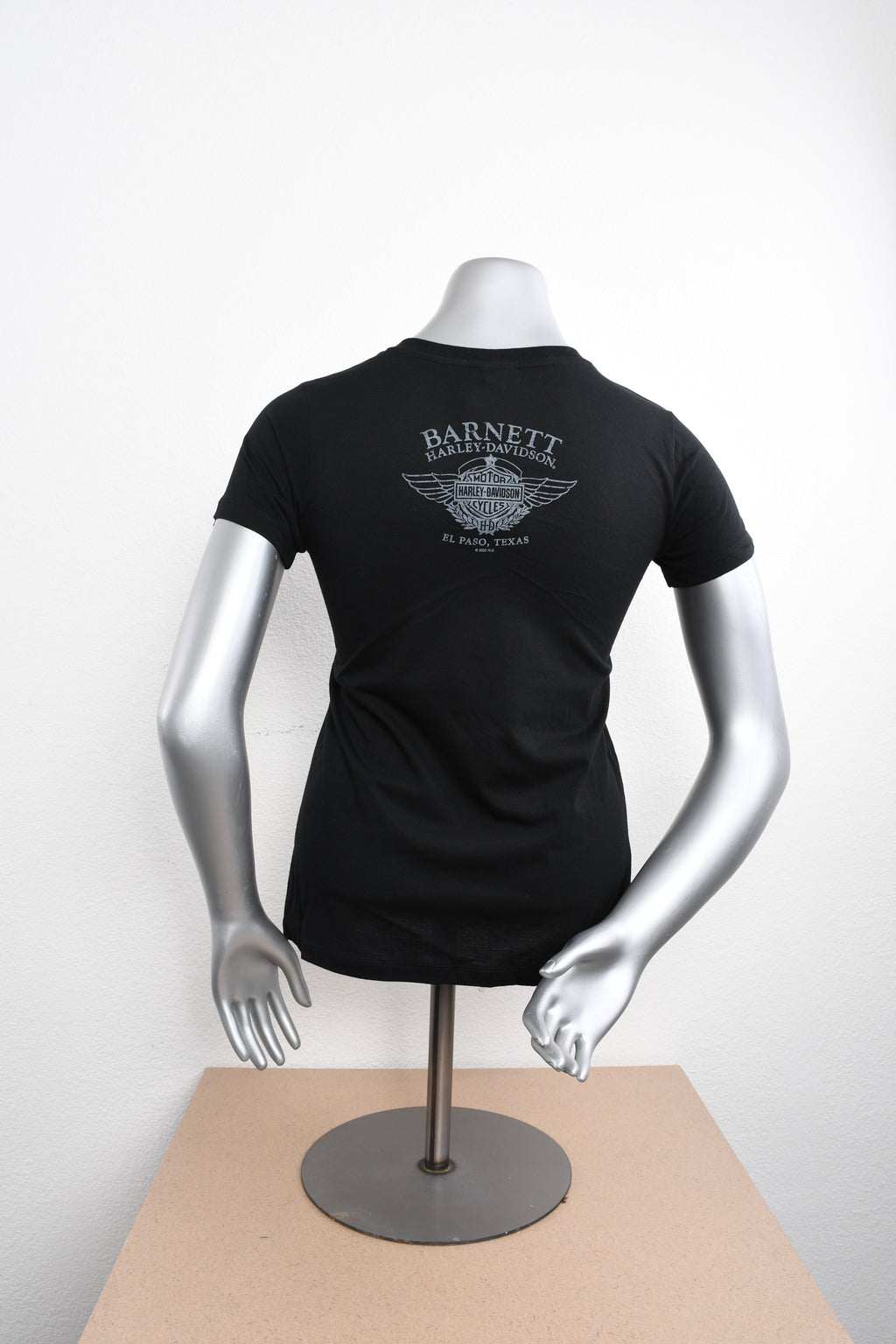 Licensed Product Womens Stressed Winged V-Neck Black Short Sleeve T-Shirt