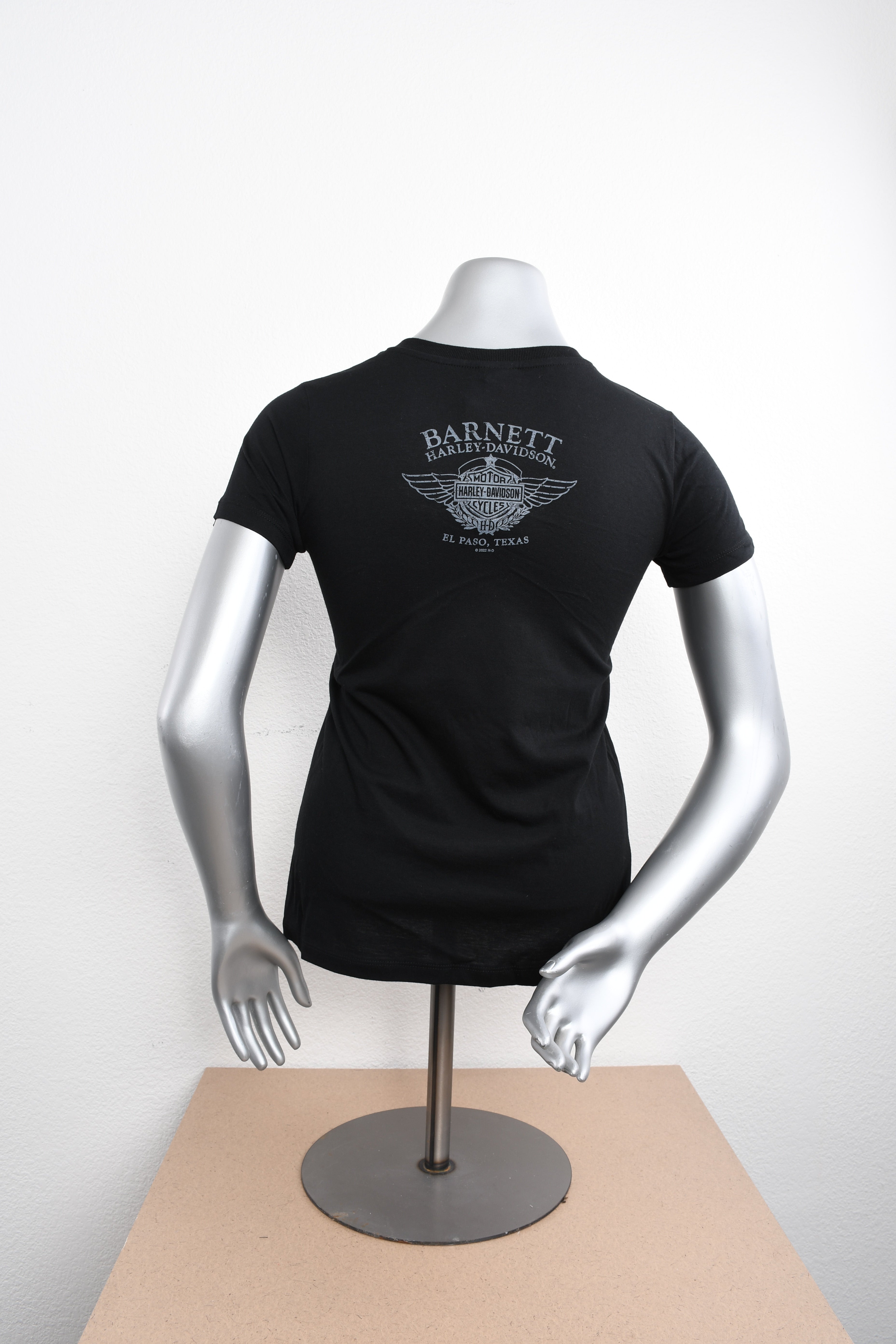 Licensed Product Womens Stressed Winged V-Neck Black Short Sleeve T-Shirt