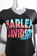 Licensed Product Womens Dimensional Mineral Wash V-Neck Black Short Sleeve T-Shirt