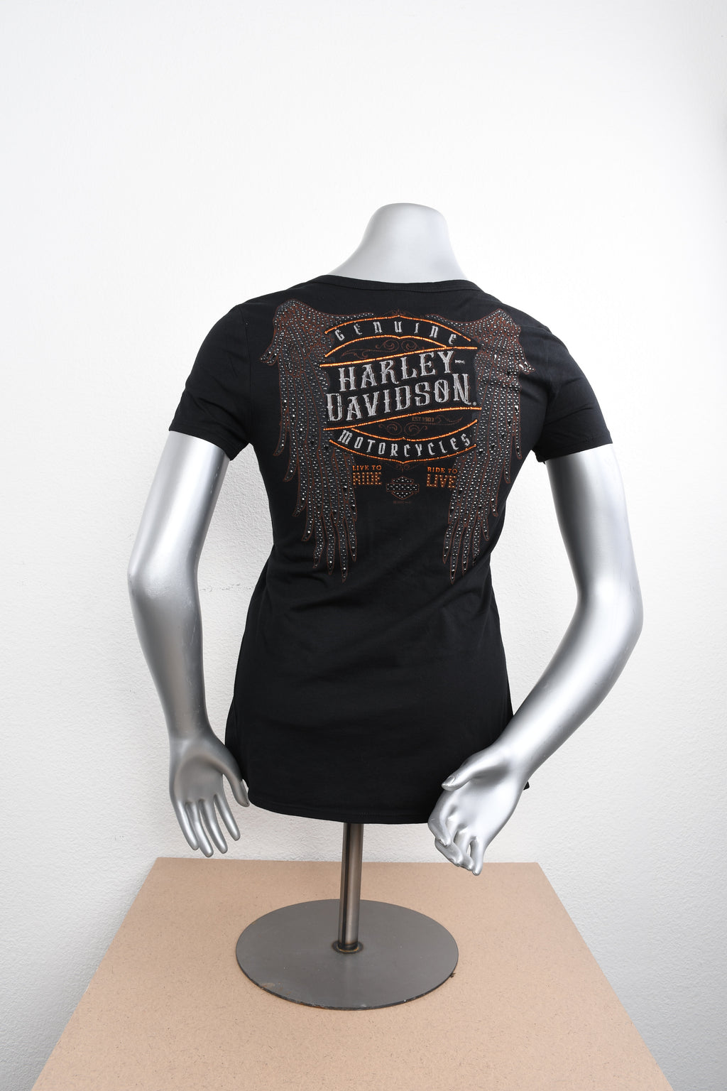 Licensed Product Womens Labelle Rhinestone Wings Black Short Sleeve T-Shirt