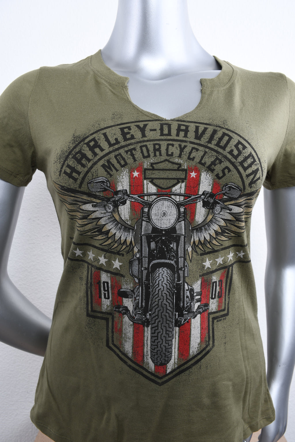 Licensed Product Womens Vintage MC Wings Notch Neck Green Short Sleeve T-Shirt