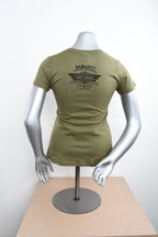 Licensed Product Womens Vintage MC Wings Notch Neck Green Short Sleeve T-Shirt