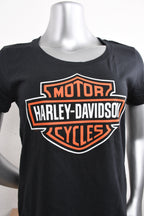 Licensed Product Womens Bar N Shield Logo Black Short Sleeve T-Shirt