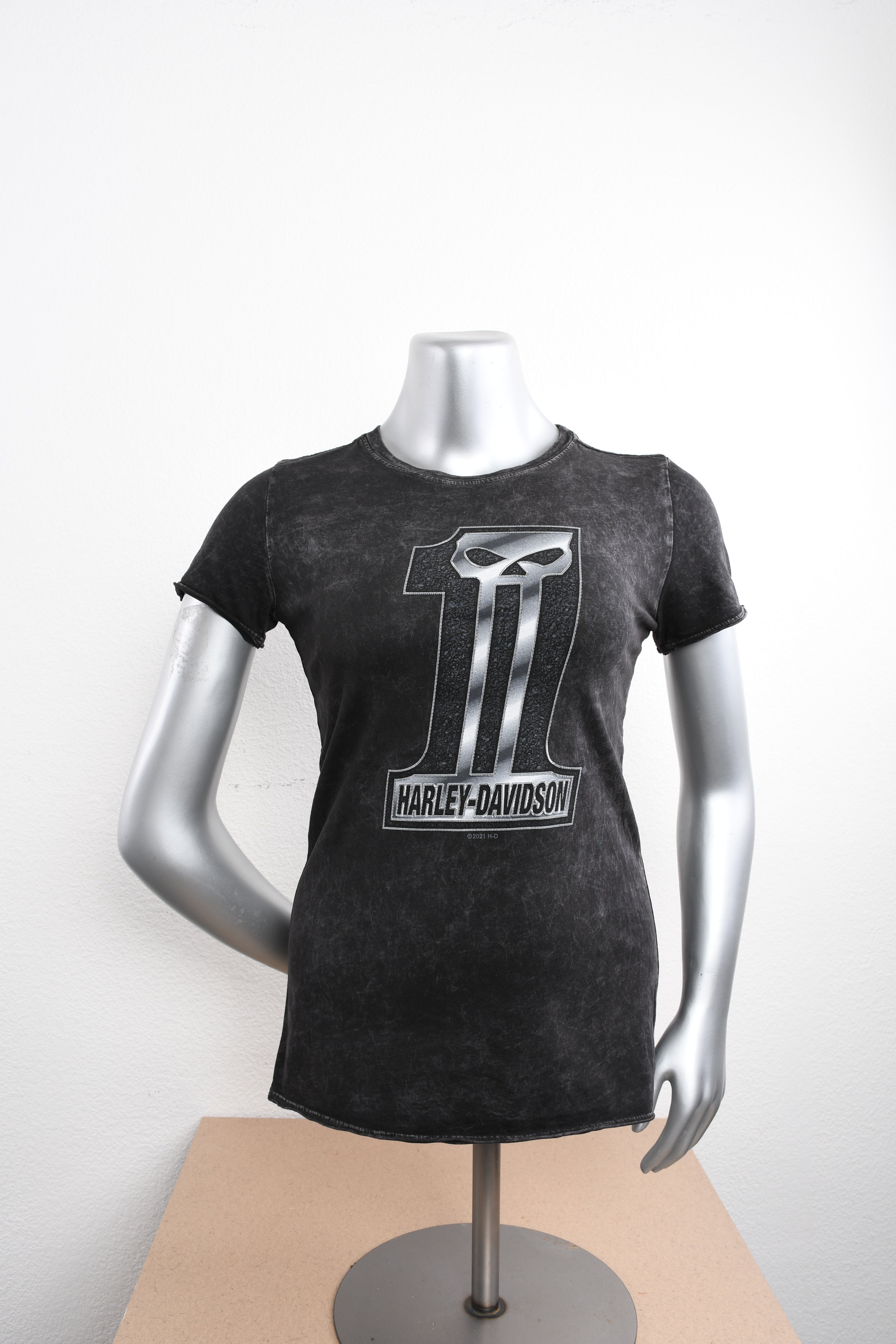 Licensed Product Womens Dark N Shiny #1 Skull Black Short Sleeve T-Shirt Main image