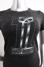 Licensed Product Womens Dark N Shiny #1 Skull Black Short Sleeve T-Shirt