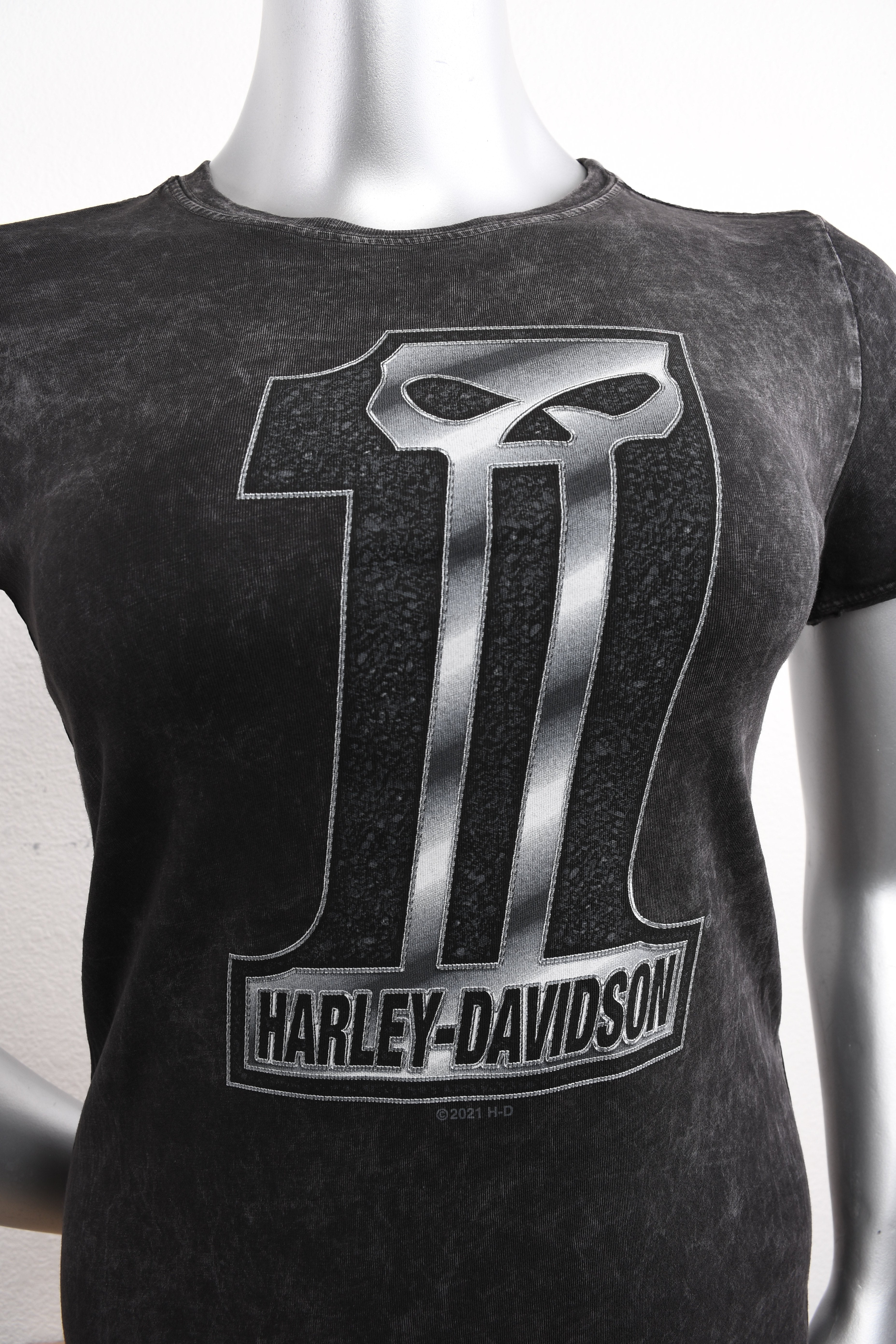 Licensed Product Womens Dark N Shiny #1 Skull Black Short Sleeve T-Shirt