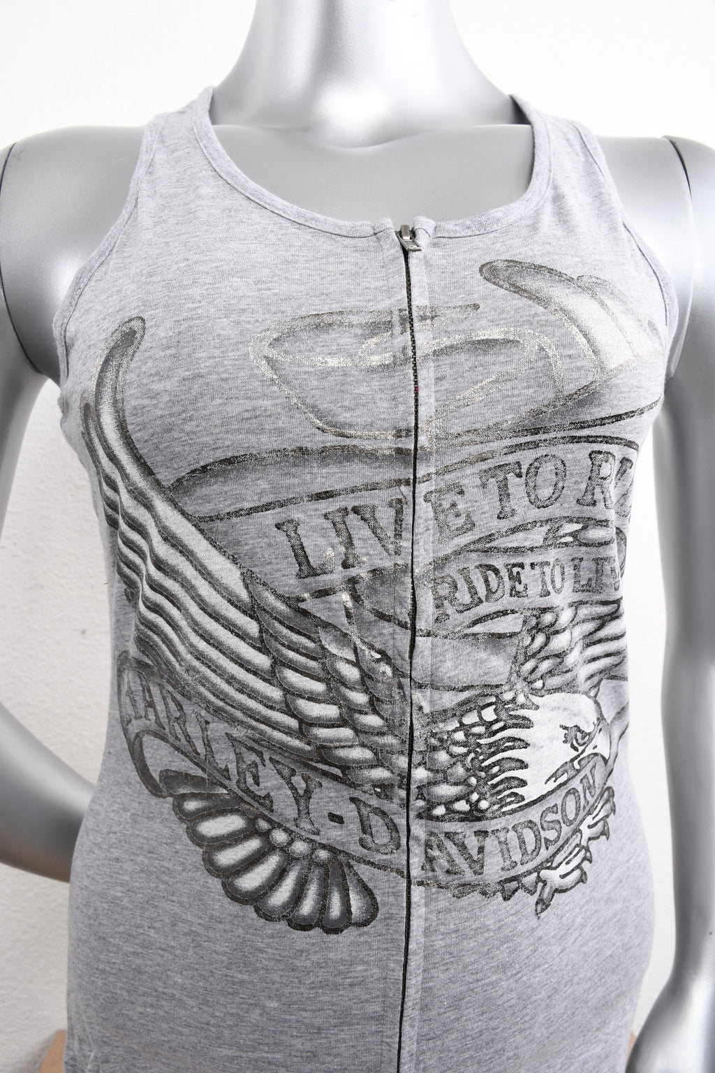 Licensed Product Womens Eagle Wave 2 Way Zip Grey Sleeveless Tank