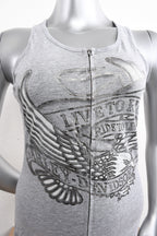 Licensed Product Womens Eagle Wave 2 Way Zip Grey Sleeveless Tank