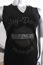 Licensed Product Womens Trimmed Studded Black Sleeveless Tank