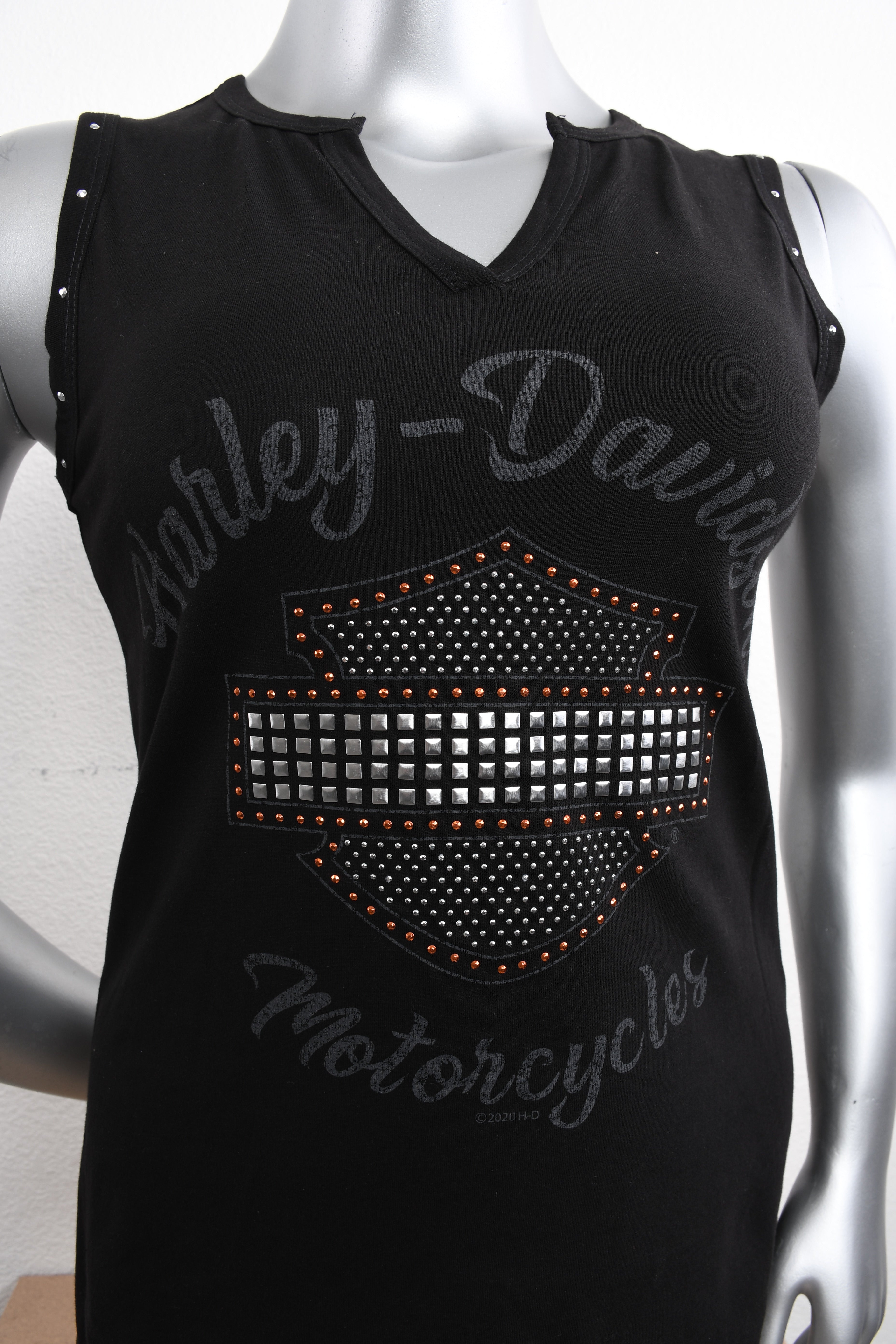 Licensed Product Womens Trimmed Studded Black Sleeveless Tank