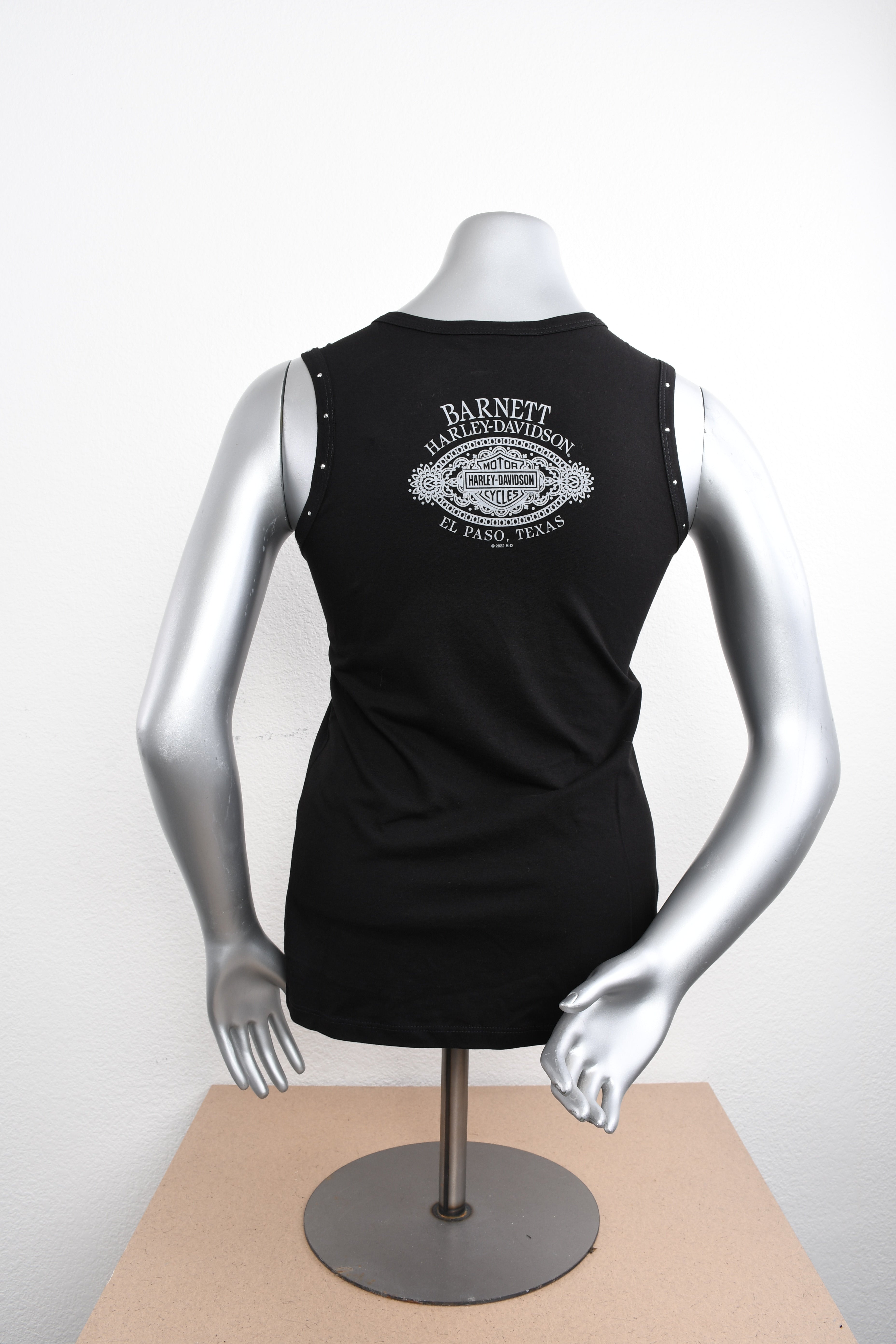 Licensed Product Womens Trimmed Studded Black Sleeveless Tank