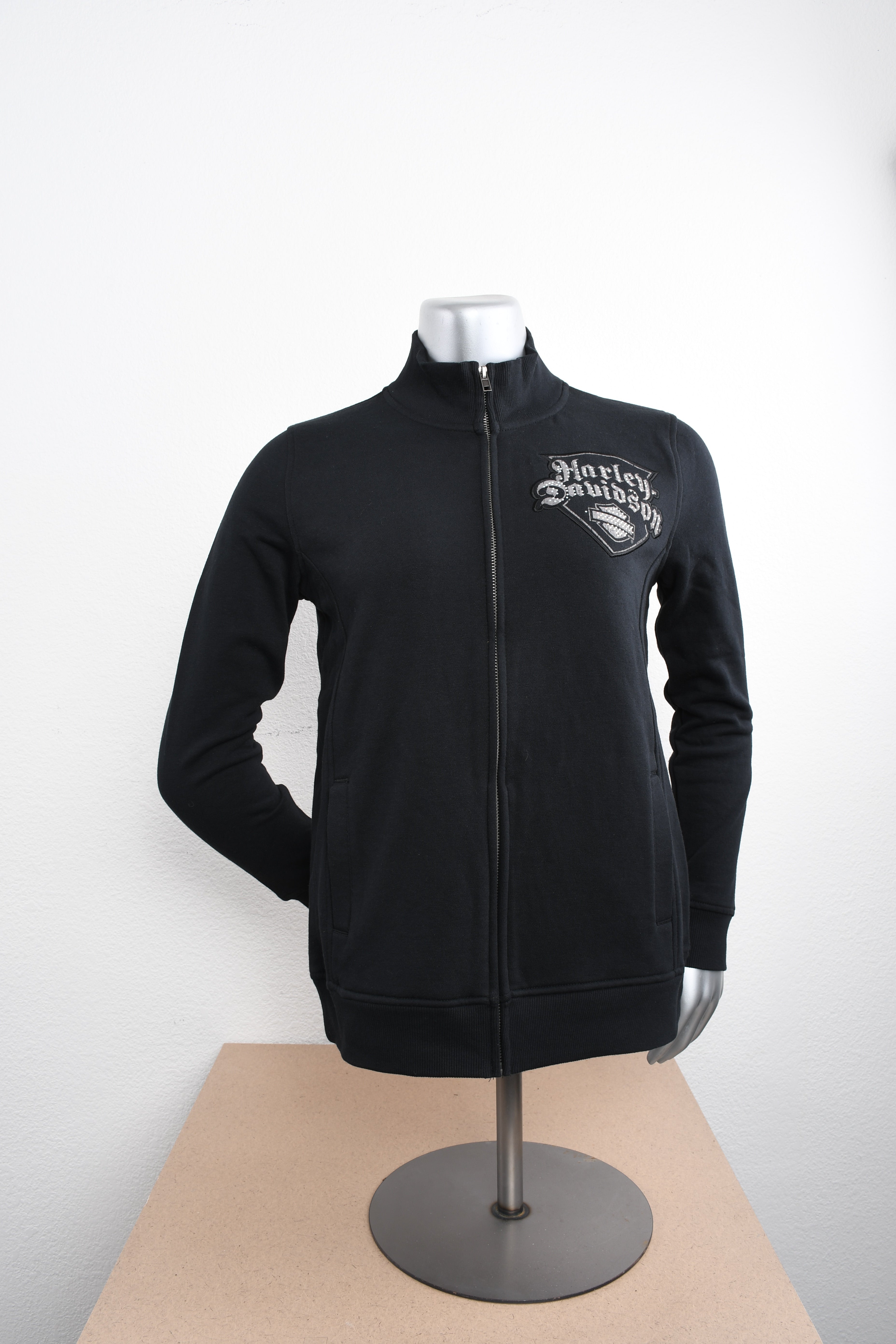 Licensed Product Womens Exuberant Winged Cross Zip Black Long Sleeve Sweater Main image